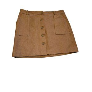 Eddie Bauer Wool Blend Mercer Fit Button Front Short Skirt Women 12P W/Pockets